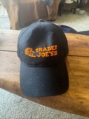 Trader Joe's Black Baseball Cap with Orange Logo